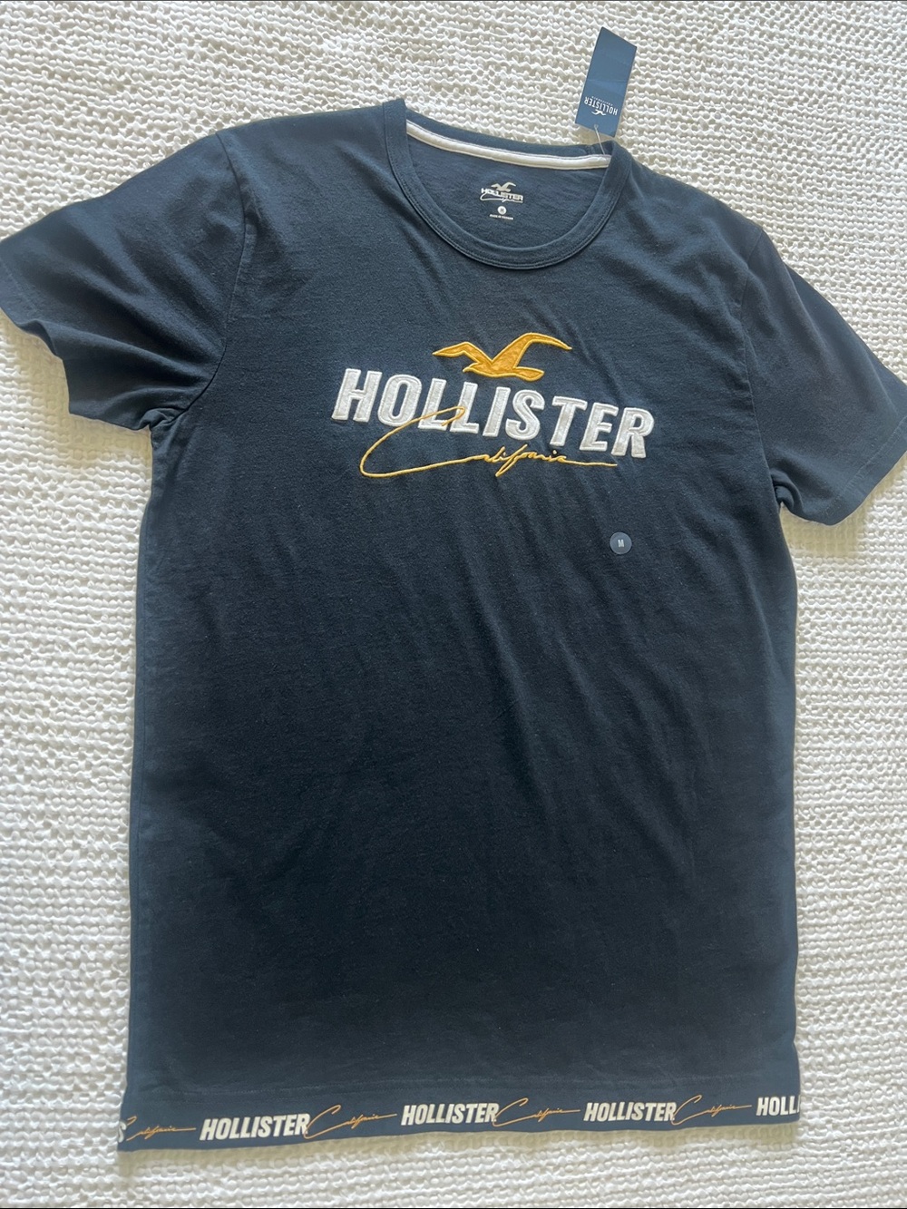 Hollister Black Tee with White and Yellow Logo